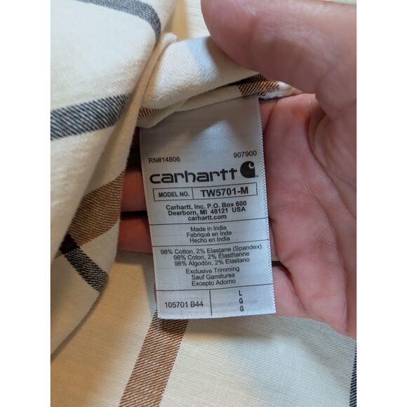Carhartt Shirt Men’s Large Rugged Flex Plaid Relaxed Super Soft Short Sleeve - Picture 5 of 6